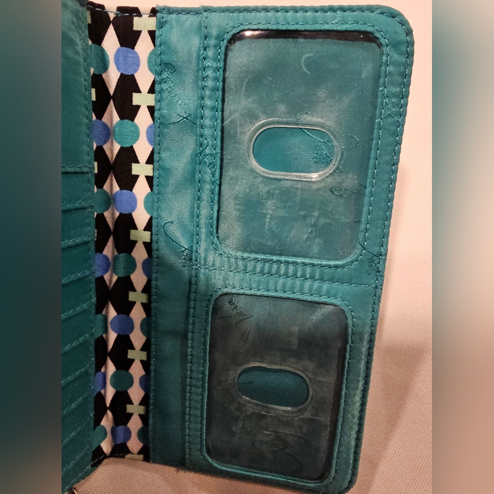 Vera Bradley Teal Wristlet Wallet - Picture 15 of 16